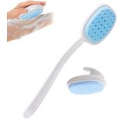 Brosse de douche arrière avec réservoir de savon amovible antidérapant long manche