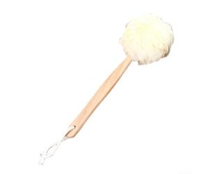 Brosse de douche avec luffa et long manche incurvé pour améliorer la santé de la peau grâce à des techniques de brossage à sec et humide (blanc)