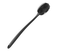 Brosse de douche double face en silicone avec long manche pour exfoliation et massage - Noir