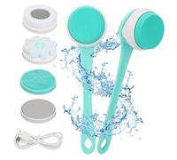 Brosse de Douche électrique, Brosse de Douche Arrière Rechargeable, Brosse de Douche 3 Vitesses 5 Brosses, épurateur de Corps à Long Manche, Brosse de Nettoyage électrique pour le Corps, Brosse de Dou