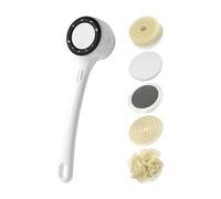 Brosse de douche électrique pour le corps - Brosse exfoliante pour le dos | 3 réglages d'intensité - Affichage numérique - Long manche pour hommes, femmes, adolescents, personnes âgées, salle de bain