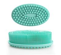 Brosse De Douche En Silicone À Tête Plate (Verte), Brosse De Douche Exfoliante Pour Le Corps, Brosse À Serviette, Brosse De Gommage Pour Le Corps, Brosse De Massage De La Tête, Brosse À Shampoing 2 En