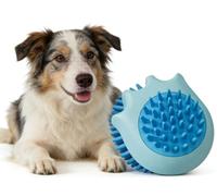 Brosse de Douche pour Chat et Chien,Gant Massage Animal avec Poignée Anti-Dérapante, Brosse Nettoyante et Massante, Compact et Portable (bleu)