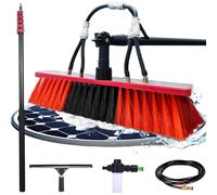 Brosse de fenêtre extensible de 12 m | Poteau en aluminium alimenté à l'eau | Nettoyant de panneaux solaires | Outil de nettoyage de toit et de voiture | Tête de brosse de 55 cm pour un nettoyage