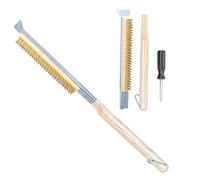 Brosse de Four à Pizza avec grattoir en Acier Inoxydable, 53 cm de Long, Brosse de Barbecue avec Poils en Laiton, poignée en Bois avec œillet de Suspension, Brosse de Nettoyage pour Fours à Pizza