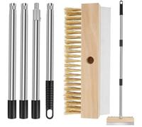 Brosse de four à pizza avec racloir, brosse à pierre à pizza en laiton avec manche long amovible de 145 cm, outil de nettoyage pratique et robuste pour barbecue commercial, maison, cuisine, barbecue