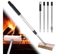 Brosse de Four à Pizza avec Racloir, Brosse de Nettoyage Longue, Manche Acier Inoxydable 148 cm, Accessoires pour Four à Pizza, Outil Nettoyage pour Barbecue Commercial, Maison, Cuisine, Barbecue
