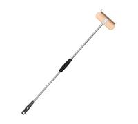 Brosse de four à pizza, grattoir en acier inoxydable et poils de cuivre, brosse de four à pizza avec grattoir en acier, grattoir pour four à pizza avec brosse en laiton, poignée en bois, brosse de