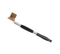 Brosse de four à pizza, grattoir en acier inoxydable et poils de cuivre, brosse de four à pizza avec grattoir en acier, grattoir pour four à pizza avec brosse en laiton, poignée en bois, brosse de