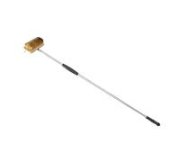 Brosse de four à pizza, grattoir en acier inoxydable et poils de cuivre, brosse de four à pizza avec grattoir en acier, grattoir pour four à pizza avec brosse en laiton, poignée en bois, brosse de