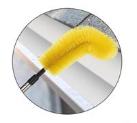Brosse de gouttière télescopique avec tige d'extension, outil de nettoyage de toit flexible pour feuilles et débris, longueur réglable, outil manuel pour nettoyer les gouttières du sol (D)