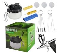 Brosse de lavage aérographe, kit de lavage aérographe | Pot de nettoyage avec station aérographe - 5 brosses de nettoyage, 3 filtres en coton pour enlever la peinture des buses et