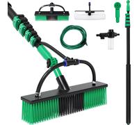 Brosse de lavage Aopunly manche télescopique 3.6/4.8m de long, balai avec prise d'eau, pour le nettoyage des dalles de terrasse, des surfaces vitrées et des fenêtres, etc