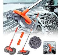 Brosse de lavage de voiture avec long manche, serpillère chenille pour lavage de voiture à poils doux anti-rayures - Kit de brosse de nettoyage pour voiture et camion