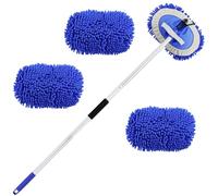 Brosse De Lavage De Voiture De 160 Cm Avec Manche TéLescopique, Ensemble De Nettoyage Pour Camping-Car, Brosse TéLescopique Anti-Rayures 2 En 1, Remplacement De Vadrouille (2 X TêTe De Vadrouille)