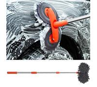 Brosse De Lavage De Voiture Longue Poignée - Brosse Lavage Voiture Nettoyage En Microfibre Chenille | À Double Tête Vadrouille Lavage | Télescopique Nettoyage Balai Pinceau Nettoyeur Kit Pour Véhicule