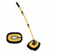 Brosse de lavage de voiture télescopique, courbe de 15 °, microfibre améliorée, en alliage d'aluminium, longue poignée avec 1 brosse de lavage de voiture