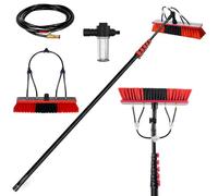 Brosse de Lavage Télescopique 3,6-20 m, avec Manche Télescopique en Fibre de Carbone, avec Raccord D'eau & Distributeur Savon, Nettoyage des Installations PV, Fenêtres, Toiture (20M,55cm Brush)