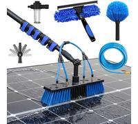 Brosse de Lavage Télescopique 3,6-20m, Perche de Nettoyage en Fibre Carbone avec Raccord d’Eau, Raclette,Balai à Toile d’Araignée,Distributeur Savon, pour Toiture,Panneaux Solaires (3.6m,35cm Brosse)