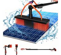 Brosse de lavage télescopique XMTECH 4,6?m avec raccordement à l'eau - tige télescopique en aluminium pour installations solaires, fenêtres, jardins d'hiver, toits de terrasse - brosse de 30?cm et ada
