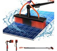 Brosse de lavage télescopique XMTECH 6,0?m avec raccord d'eau - tige télescopique en aluminium pour installations solaires, fenêtres, jardins d'hiver, toits de terrasse - brosse de 30?cm et adaptateur