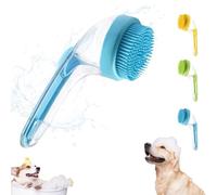 Brosse de massage à suspendre pour animaux de compagnie : auto-nettoyante, dosage de shampooing à une main, silicone extra doux - Crochet de baignoire pour chiens, chats, lapins (bleu)
