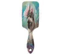 Brosse de massage drôle en poils de chat siamois, peigne antistatique, brosse à cheveux saine pour femme, brosse sèche et humide