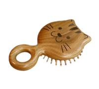 Brosse de Massage du Cuir Chevelu - Ergonomique en Bois Chat à Poils Flexibles,Coussin Exfoliant Massant Cuir Chevelu | Pour Femmes Hommes Cheveux Longs Droits Bouclés Coiffure Maison Bureau Voyage