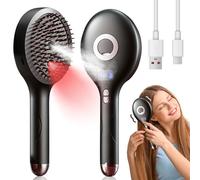 Brosse de massage électrique 3 en 1 avec huiles essentielles rechargeables de 10 ml, 3 modes, avec écran LCD, brosse de massage à lumière rouge 650 nm (noir)