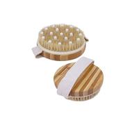 Vivezen - Brosse de massage et de drainage, anti cellulite en bambou 11 x 11 x 3,5 cm avec poignée de maintien