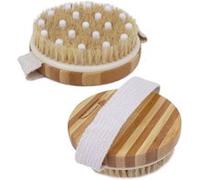 Vivezen - Brosse de massage et de drainage, anti cellulite en bambou 11 x 11 x 3,5 cm avec poignée de maintien
