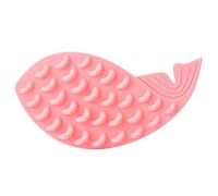 Brosse de massage et de nettoyage en silicone douce en forme de baleine avec adhésif auto-agrippant à l'herbe à chat (Rose)