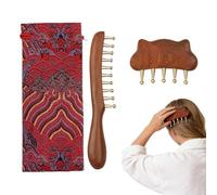 Brosse De Massage Pour Cuir Chevelu - 2 Pièces Peigne en Laiton à Dents Larges | Soin Cheveux et Cuir Chevelu Peigne à Dents Espacées,Pour Femmes Hommes Cheveux Courts Bouclés Lisses Maison Bureau Voy
