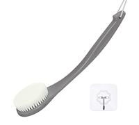 Brosse de massage pour le dos, brosse de bain, brosse de douche, brosse de corps avec manche long pour le massage exfoliant, améliore la circulation sanguine (gris foncé)