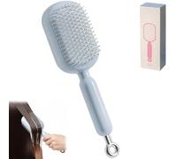 Brosse de massage rétractable - Brosse à cheveux auto-nettoyante - Brosse antistatique à une traction - ABS - Brosse à cheveux rétractable pour hommes et femmes - Tous les cheveux (bleu)
