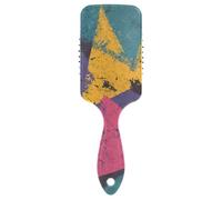 Brosse de massage rétro colorée triangulaire pour cheveux fins avec manche ergonomique
