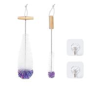Brosse de nettoyage 2 pièces avec crochet 2 pièces, brosse pour bouteille d'eau avec poils doux pour résister aux rayures, pour bouteilles de soda, bouteilles en verre, bouteilles de lait (couleur)