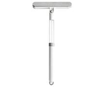 Brosse de nettoyage 3 en 1 double face pour fenêtre avec suceur plat intégré, manche télescopique, multifonction pour la maison, le bureau et la voiture (1, blanc)