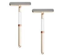 Brosse de nettoyage 3 en 1 double face pour vitres - Brosse suceur intégrée - Manche télescopique - Multifonction - Pour la maison, le bureau et la voiture - Kaki