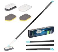 Brosse de Nettoyage 3 en 1 pour Douche - Brosse de Nettoyage rotative à 180° avec Manche de 127 cm de Long - Outil de Nettoyage pour Douche, Baignoire, carrelage, Mur, Sol (Comprend 4 brosses