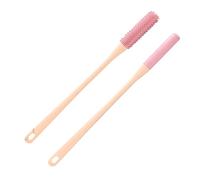 Brosse de nettoyage à 2 espaces d'orteils - 40 x 3 cm | Brosse à pieds pour douche avec long manche | Brosse à pieds en silicone souple pour les fentes des orteils et brosse exfoliante pour pieds