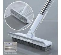Brosse de nettoyage à long manche Joybos®, brosse à récurer le sol 2-en-1 avec grattoir flexible, long manche, brosse à poils durs 2-en-1 avec grattoir Polypropylène