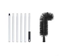 Brosse de nettoyage avec tige extensible en alliage d'aluminium et poils en PET pour gouttières et avant-toits, conçue pour éviter le blocage par les débris de toit (1,98 m)