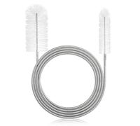 Brosse de nettoyage de canalisations Extra Long de 78 po Déboucheur de bouchons Outil de nettoyage de canalisations Brosse de nettoyage de canalisations avec double tête rotative en nylon (Blanc)