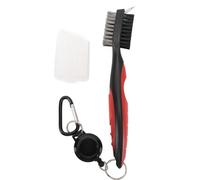 Brosse de Nettoyage de Club de Golf, Brosse de Nettoyage de Rainure de à Poils en Acier avec Cordon Rétractable pour équipement de (Rouge)