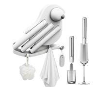 Brosse de nettoyage de cuisine, outil de raclette avec crochets - Support en forme d'oiseau Brosse de nettoyage de salle de bain - pour salle de bain, douche, miroir, suceur plat, carrelage, mur