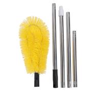 Brosse de nettoyage de gouttières avec 4 tiges en acier inoxydable, tête en nylon réglable pour gouttières de toit, élimine les feuilles et les débris