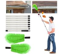 Brosse de nettoyage de gouttières avec manche télescopique extensible, brosse de nettoyage de gouttière, brosse de nettoyage pour gouttières, nettoyage des feuilles, de la saleté, des fenêtres, des