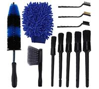 Brosse de nettoyage de voiture Set Universal 11pcs Kit pour le compartiment de moteur de roue de camion tuyau d'échappement Bleu Bleu Nettoyer votre voiture à l'intérieur et à
