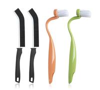 Brosse de Nettoyage de WC Coudée, Petite Brosse Toilette Arquée 2 Brosses de Bord de Toilette avec 2 Brosses Nettoyage Fente Brosse de Bord de Toilette à Poils Souples pour Salle Bain d'angle Fente